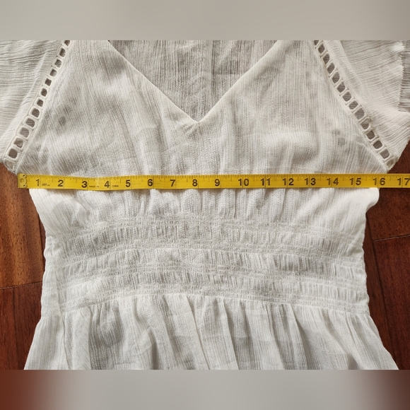 Sam Edelman Nyra Floral Flutter Sleeve Cotton Peplum Top - WHITE - SMALL - Picture 12 of 13